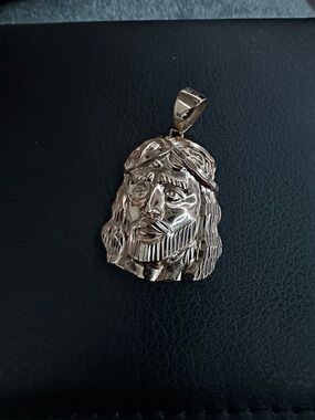 Gold Jesus Head Pendant - Religious Charm